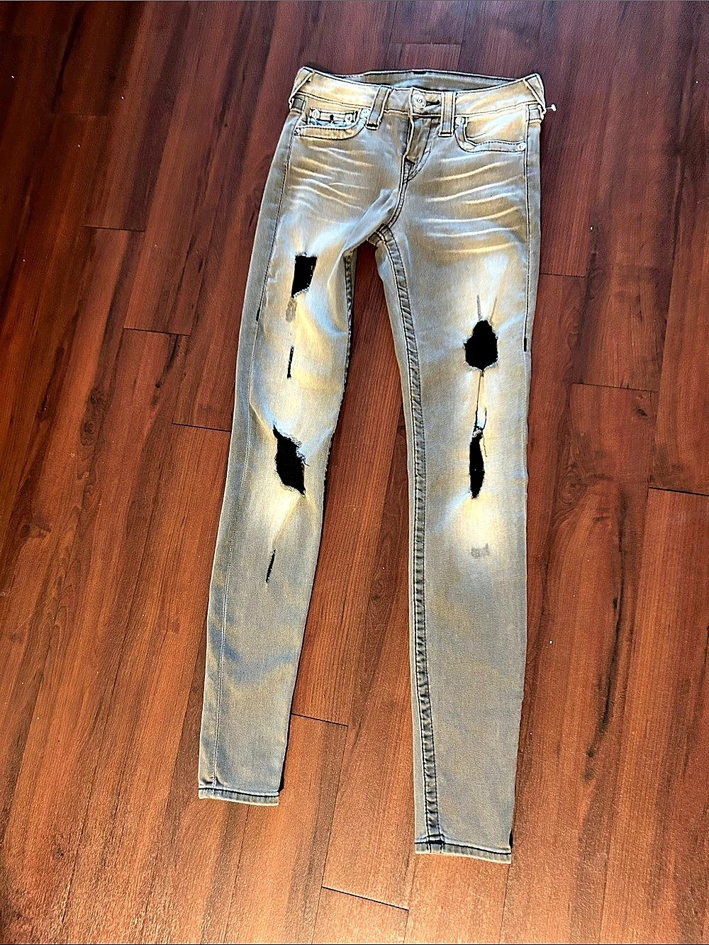 True Religion Section Super Skinny Distressed Skinny Jeans Waist 26